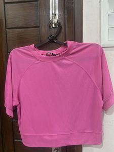 Vibrant Pink Cropped T-Shirt