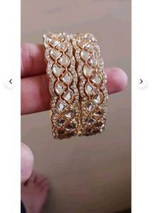 Designer Kundan & CZ Bangle Set