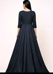 Elegant Grey Anarkali with Gold Embroidery