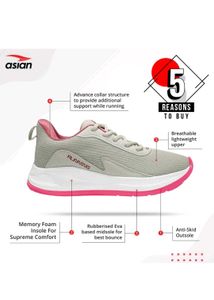 Stylish Gray &amp; Pink Running Shoes