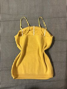 Chic Yellow Ruched Spaghetti Strap Top