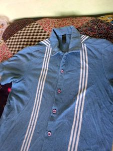 Blue Striped Polo T-Shirt