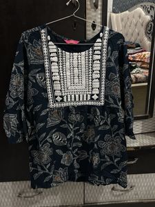 Embroidered Black Floral Kurti