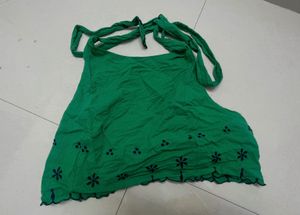 Green Ethnic Blouse with Floral Embroidery