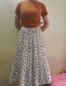 Set Of Top And Floral Skirt