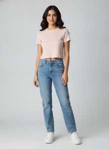 H&amp;M Pink Ribbed Crop Top