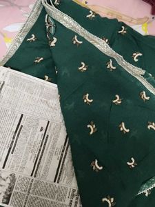 Embroidered Green Silk Saree