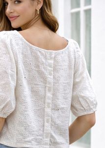 White Schiffli Crop Top