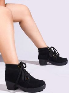 Black Lace-Up Ankle Boots