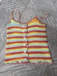 Striped Button-Front Cami Top