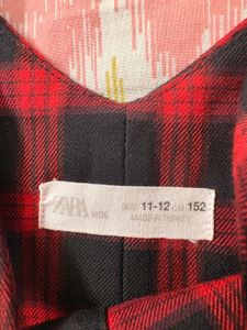 Red Plaid Pinafore Dress