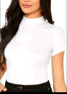 Women's White Mock Neck Top