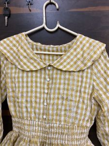 Yellow Plaid Peter Pan Collar Top