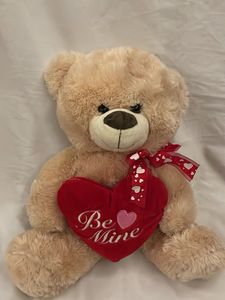 Cute Teddy Bear with "Be Mine" Heart