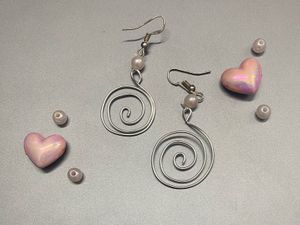 Silver Swirl Pearl Dangle Earrings
