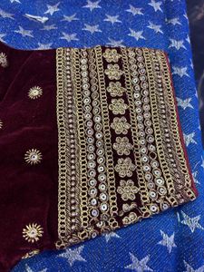 Maroon Velvet Embellished Blouse