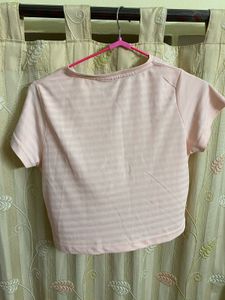 Striped Twist Front Crop Top
