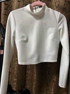 Chic Ribbed Mock Neck Cropped Long Sleeve Top