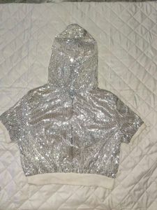 Sparkling Sequin Zip-Up Hoodie