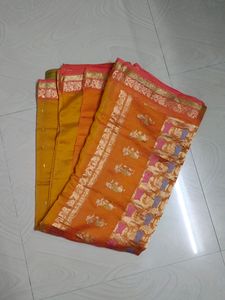 Pure Gadwal Silk Zari Woven Saree💛🧡