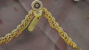 Gold Plated Maang Tikka with Pearls & Stones