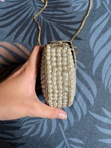 Elegant Pearl Embellished Mini Sling Bag