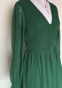 Vintage Cottage Core Ruffled Green Dress
