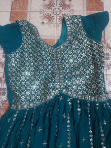 Teal Embellished Anarkali Dress