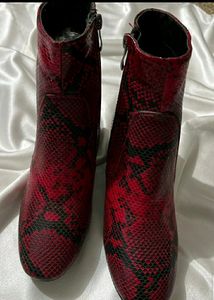 Red Snake Print Boots