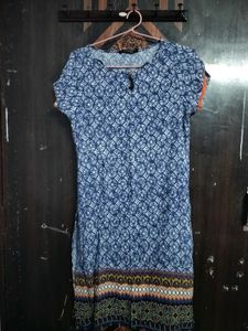 Blue Ethnic Print Kurta