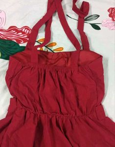 Chic Red Belted Peplum Top