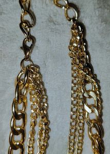 Layered Gold Chain Necklace with Coin Pendant