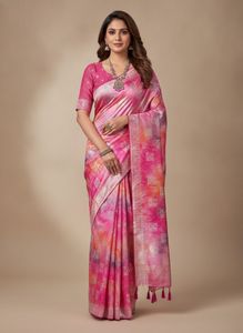Vibrant Pink Tie-Dye Saree
