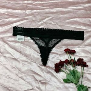 Lace Trim Polka Dot Thong