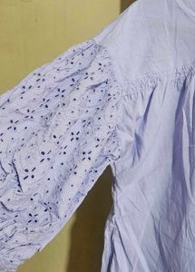 Lavender Embroidered Sleeve Shirt