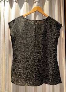 Chic Black Polka Dot sheer Blouse