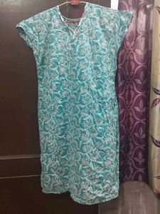 Teal Floral Print Kurta