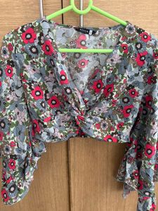 Floral Palazzo Pants and Crop Top Set