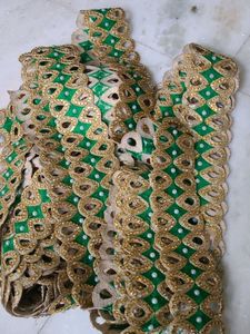 Embellished Green and Golden Lace