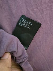 H&amp;M Solid Dusty Plum / Muted Purple Crewneck Tee