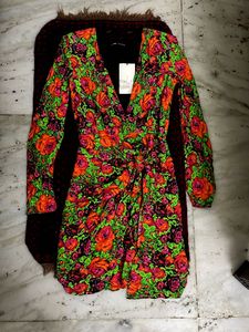 Zara Vibrant Floral Print Wrap Dress