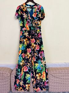Floral Summer Wear jumpsuit With Matching Belt