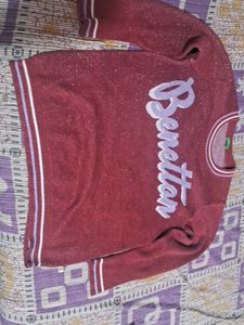 Benetton Burgundy Sparkly Sweater