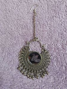 Boho Oxidized Jhumka Earrings with maangtik