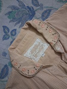 Chic Beige Checked Button-Up Shirt