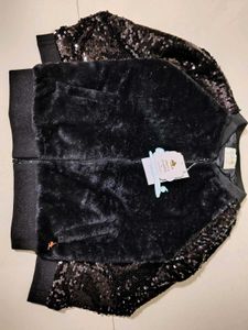 Girls Black Sequin Bomber Jacket