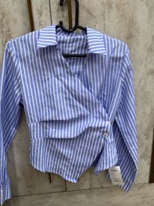 Savana Striped Asymmetric Waist Blouse