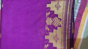 Vibrant Purple Silk Saree with Gold Border