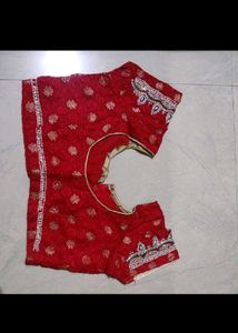 Embellished Cream and Red Saree