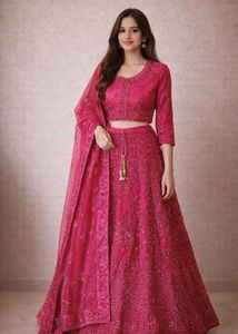 Stunning Pink Embroidered Lehenga Set